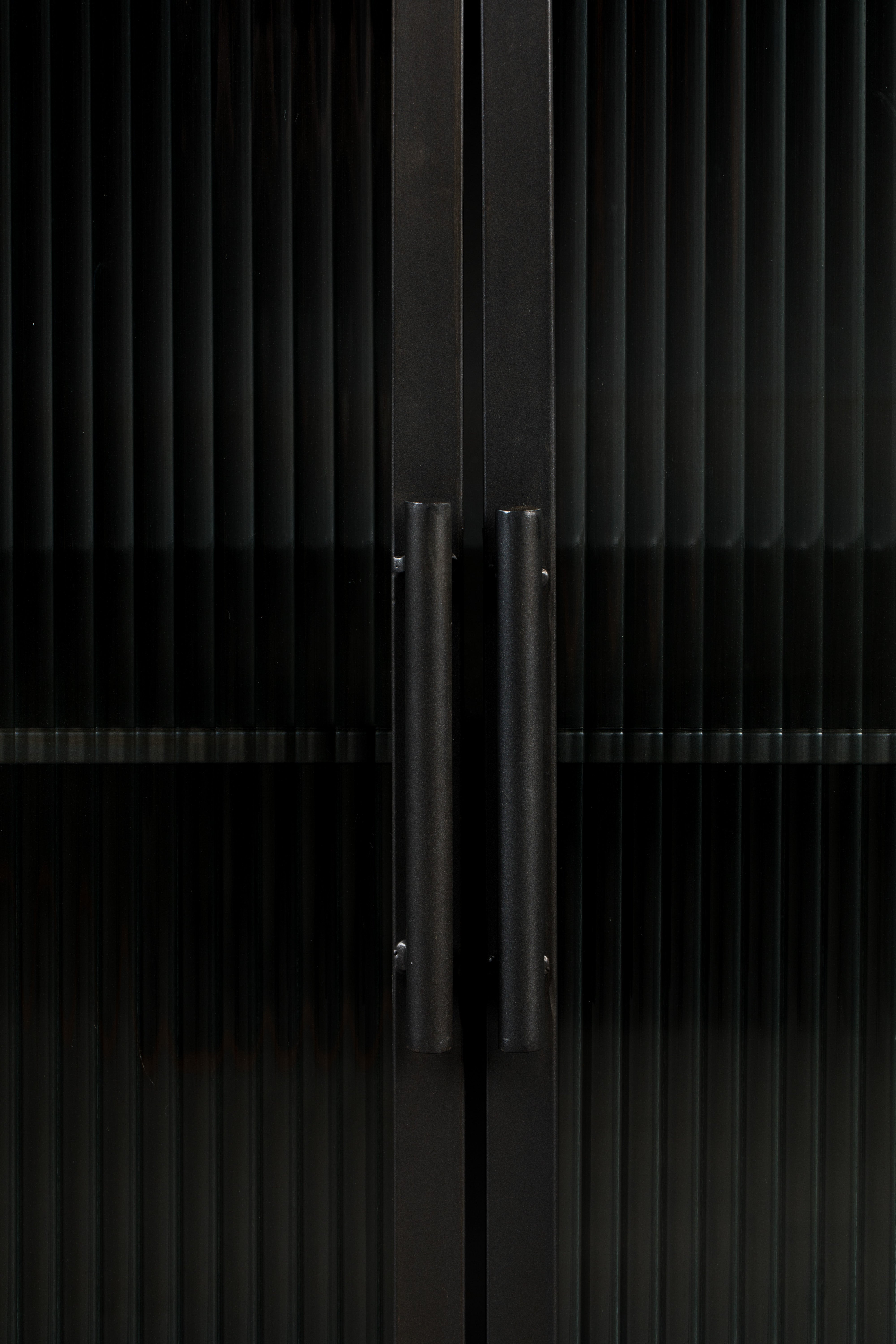 Dutchbone Boli Black Steel & Ribbed Glass Sideboard Large